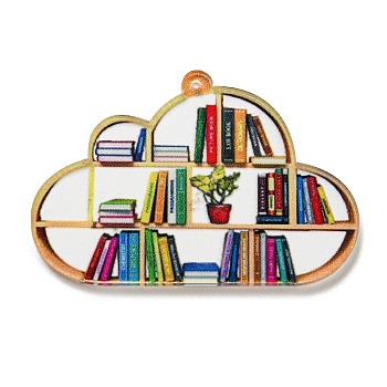 School Theme Acrylic Pendants, Book, Cloud, 34.5x50x2.2mm, Hole: 1.3mm