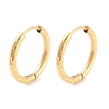 Ion Plating(IP) 304 Stainless Steel Textured Huggie Hoop Earrings for Women, with 316 Surgical Stainless Steel Ear Pins, Golden, 2.5x20~21mm