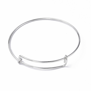 Adjustable 304 Stainless Steel Wire Bangle Making, Stainless Steel Color, Inner Diameter: 2-1/2 inch(6.5cm)