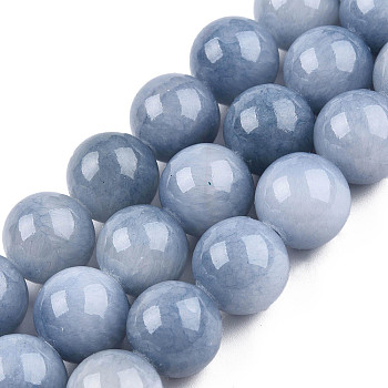 Natural Dyed Yellow Jade Beads Strands, Round, Light Steel Blue, 12.5mm, Hole: 1.5mm, about 33pcs/strand, 15.67 inch(39.8cm)