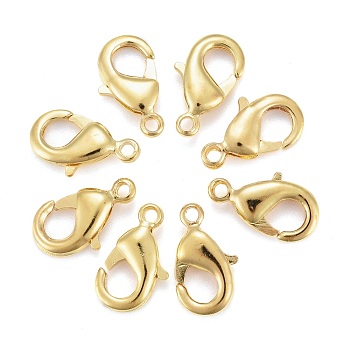 Brass Lobster Claw Clasps, Parrot Trigger Clasps, Nickel Free, Real 24K Gold Plated, 12x7x3mm, Hole: 1mm