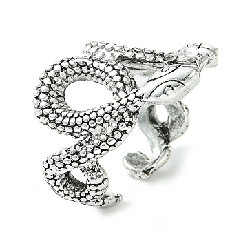 Double Snake Alloy Open Cuff Rings, Lead Free & Cadmium Free, Antique Silver, 5~24mm, Adjustable