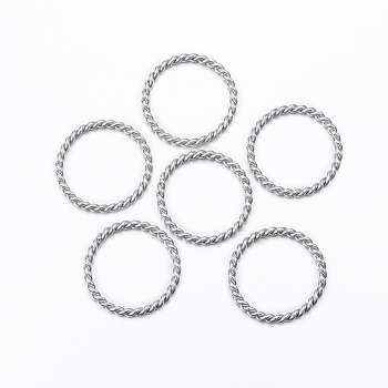 304 Stainless Steel Linking Rings, Twisted Ring, Stainless Steel Color, 24x2mm