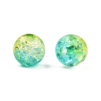 Transparent Crackle Acrylic Beads, Round, Yellow Green, 8x7.5mm, Hole: 1.8mm, about 1700pc/500g