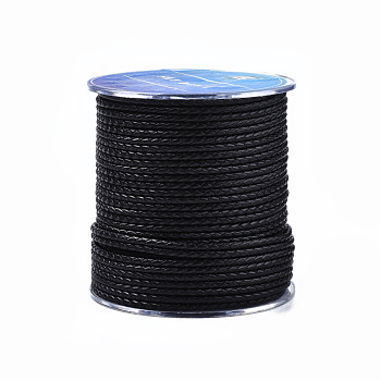 Braided Cowhide Cord, Leather Jewelry Cord, Jewelry DIY Making Material, Black, 3mm, about 54.68 yards(50m)/roll