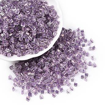 6/0 Transparent Inside Colours Glass Seed Beads, Triangle, Medium Purple, 3.5x3.5x3.5mm, Hole: 0.9mm, about 4500pcs/pound