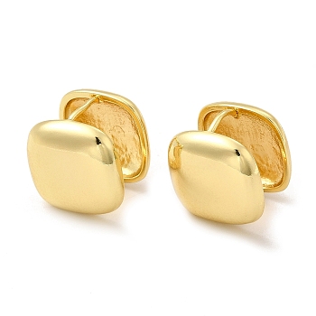 Rack Plating Brass Square Hoop Earrings for Women, Lead Free & Cadmium Free, Real 18K Gold Plated, 16x16x14mm, Pin: 0.9mm