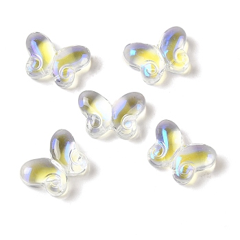 UV Plating Transparent Glass Beads, Butterfly, Clear, 10x14.5x5.5mm, Hole: 1.2mm