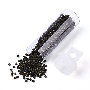 Czech Glass Beads, Round Glass Seed Beads, Baking Paint Style, Dark Slate Gray, 11/0, 2x1.2mm, Hole: 0.7mm, about 10g/bottle