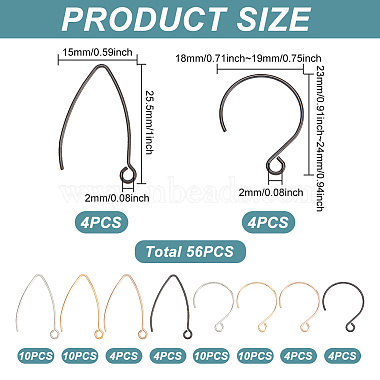 MAYJOYDIY US 56Pcs 8 Style 304 Stainless Steel Earring Hooks(STAS-MA0001-09)-2