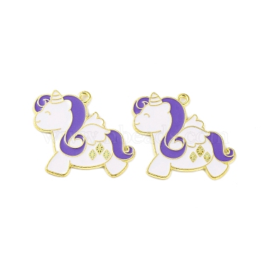 Golden Blue Violet Unicorn Alloy+Enamel Pendants