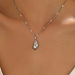 Ocean 304 Stainless Steel Conch Shape Pendant Necklaces for Women, Tarnish Free, Stainless Steel Color, 15.85 inch(40.25cm)(NJEW-F373-01P)