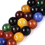 Natural Agate(Dyed & Heated) Beads Strands, Smooth Round, Mixed Color, 8~8.5mm, Hole: 0.8~1mm, about 48pcs/strand, 15.16''(38.5cm)(G-Q604-8MM-01)