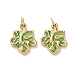 304 Stainless Steel Enamel Pendants, Leaf Charms, Ion Plating(IP), Real 18K Gold Plated, 15x12x2.5mm, Hole: 4mm(STAS-K330-03G)