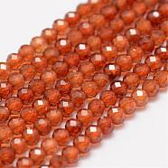 Natural Garnet Beads Strands, Faceted, Round, 3mm, Hole: 0.5~0.6mm, about 127~135pcs/strand, 15.3~15.7 inch(39~40cm)(G-F460-47)