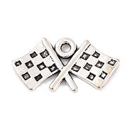 Tibetan Style Alloy Pendants, Cadmium Free & Lead Free, Racing Flag, Antique Silver, 12x22x1.5mm, Hole: 1.5mm, about 805pcs/1000g(TIBEP-R304-009AS-LF)