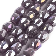Electroplate Glass Beads Strands, Faceted, Bell, Medium Purple, 4x3.5~4mm, Hole: 1mm, about 98pcs/strand, 13.70''(34.8cm)(EGLA-D030-P4mm-B06)