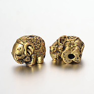 Elephant Alloy Beads, Antique Golden, 9.5x11.5x7.5mm, Hole: 2mm(X-PALLOY-L161-03AG)