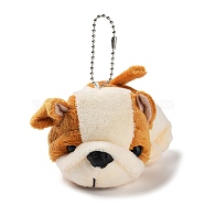 Velvet Dog Keychain, with PP Cotton Filling & Metal Clasp, Peru, 11cm(HJEW-PW0005-08C)
