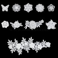 Lace Embroidery Sewing Fiber, DIY Garment Accessories, Flower, White, 10pcs/set(DIY-PH0019-20)