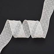 20 Yards Polyester Mesh Ribbon, Pleated Polka Dot Ribbon for Wedding, Gift, Party Decoration, Old Lace, 1-5/8 inch(42mm), about 20.00 Yards(18.29m)/Roll(SRIB-P021-E07)