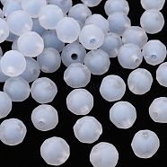 Transparent Acrylic Beads, Bead in Bead, Frosted, Faceted, Round, Cornflower Blue, 9.5x9.5mm, Hole: 2mm, about 1041pcs/500g(TACR-S152-04C-SS2113)