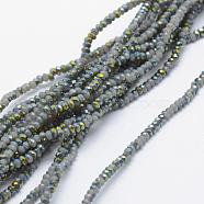 Electroplate Glass Beads Strands, Imitation Jade, Half Plated, Faceted, Rondelle, Gainsboro, 2.5x1.5mm, Hole: 0.5mm, about 197~201pcs/strand, 12.9 inch(33cm)(EGLA-J144-HP-C07)