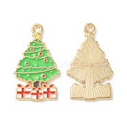 Christmas Alloy Enamel Pendants, Golden, Christmas Tree, 28.5x16.5x1mm, Hole: 1.8mm(X-ENAM-D047-17G-07)