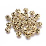 Tibetan Style Alloy Spacer Beads, Bicone, Antique Golden, Lead Free & Cadmium Free, 6.5x3.5mm, Hole: 2mm(GLF0725Y)