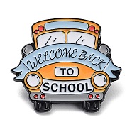 Back to School Theme Enamel Pins, Black Alloy Brooch for Backpack Clothes, Car, 28x33x1mm(JEWB-H019-03EB-03)