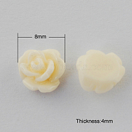 Resin Cabochons, Flower, Creamy White, 8x4mm(CRES-B2036-A17)