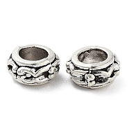 Tibetan Style Alloy Beads, Cadmium Free & Lead Free, Antique Silver, 7x7x3.5mm, Hole: 4mm(FIND-Q094-16AS)