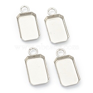 201 Stainless Steel Pendant Cabochon Settings, Plain Edge Bezel Cups, Rectangle, Stainless Steel Color, 14.5x7.2x1.6mm, Hole: 1.9mm, Tray: 10.3x6mm(X-STAS-H143-31P)