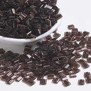 MIYUKI TILA Beads, Japanese Seed Beads, 2-Hole, (TL135) Transparent Root Beer, 5x5x1.9mm, Hole: 0.8mm, about 118pcs/10g(X-SEED-J020-TL135)
