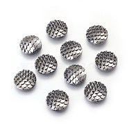 Resin Cabochons, Flat Round with Mermaid Fish Scale, Dark Gray, 12x3mm(CRES-Q191-HA023-12)