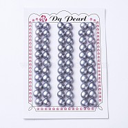 Natural Cultured Freshwater Pearl Beads, Half Drilled, Round, Slate Blue, 8~8.5x5.5~6mm, Hole: 1mm(PEAR-I004C-01)