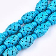 Dyed Synthetical Turquoise Barrel Bead Strands, Deep Sky Blue, 12x19mm, Hole: 2.5mm, about 15pcs/strand, 15.7 inch(40cm)(TURQ-Q099-10)