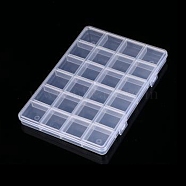 Transparent Plastic Bead Containers, with 24 Compartments, for DIY Art Craft, Nail Diamonds, Bead Storage, Rectangle, Clear, 19.2x13.2x1.5cm(CON-YW0001-42)