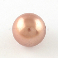 Round ABS Plastic Imitation Pearl Beads, Dark Salmon, 20mm, Hole: 2mm, about 120pcs/500g(OACR-R053-07)