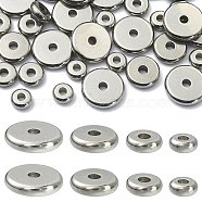 80Pcs 4 Style 304 Stainless Steel Beads, Disc/Flat Round, Stainless Steel Color, 5~10x2mm, Hole: 1.8~2mm, 20pcs/style(STAS-YW0001-85)