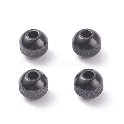 Textured 304 Stainless Steel Beads, Round, Electrophoresis Black, 5mm, Hole: 1.6mm(STAS-P306-01D-EB)