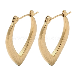 Leaf 201 Stainless Steel Half Hoop Earrings for Women, with 304 Stainless Steel Pin, Golden, 27x3mm(EJEW-G385-23G)