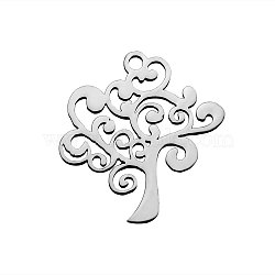 201 Stainless Steel Pendants, Tree, Stainless Steel Color, 20x18x1.1mm, Hole: 1.5mm(STAS-S105-T487)