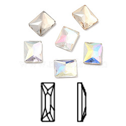 K9 Glass Rhinestone Cabochons, Flat Back & Back Plated, Faceted, Rectangle, Mixed Color, 10x8x3.5mm(RGLA-N002-09B)
