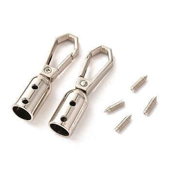 Zinc Alloy DIY Bags Clasps,  with Screw, for Webbing, Strapping Bags Accessories, Platinum, 4.55x1.25x1.25cm, Inner Diameter: 0.85cm