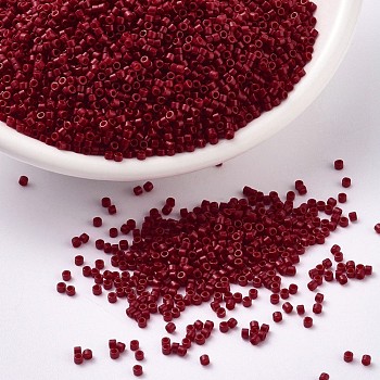 MIYUKI Delica Beads, Cylinder, Japanese Seed Beads, 11/0, (DB0791) Dyed Semi-Frosted Opaque Bright Red, 1.3x1.6mm, Hole: 0.8mm, about 10000pcs/bag, 50g/bag