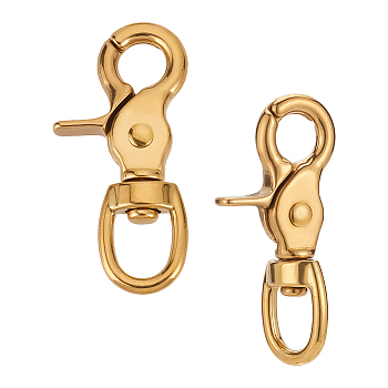 Elite 2Pcs Brass Swivel Snap Hook Clasps, for Keychain Findings, Golden, 71x30x12mm