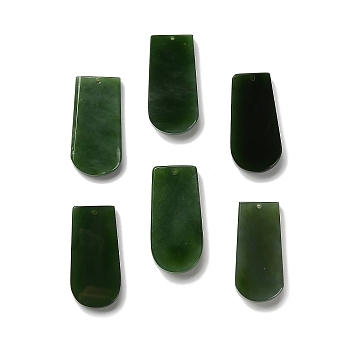 Dyed Natural Jade Pendants, Arch Shaped Charms, Dark Green, 29.5~30x15~15.5x4~5mm, Hole: 0.9~1mm