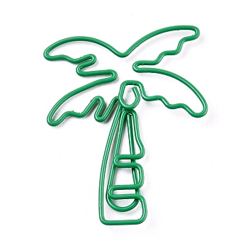 Coconut Tree Shape Iron & Plastic Paperclips, Cute Paper Clips, Funny Bookmark Marking Clips, Sea Green, 40.1x31.5x2.3mm