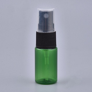 Empty Portable PET Plastic  Spray Bottles, Fine Mist Atomizer, with Dust Cap, Refillable Bottle, Green, 7.55x2.3cm, Capacity: 10ml(0.34 fl. oz)